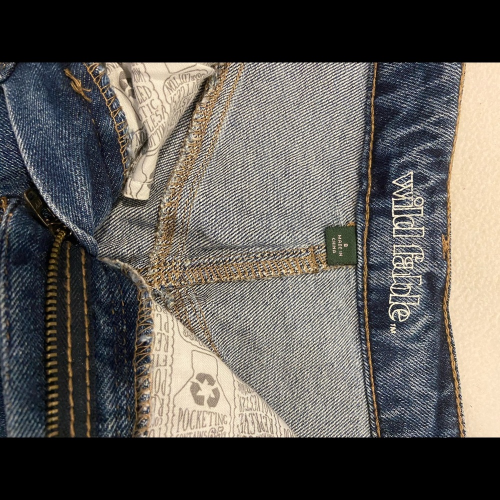 Distressed High Rise Blue Jean Skirt - Picture 3 of 4